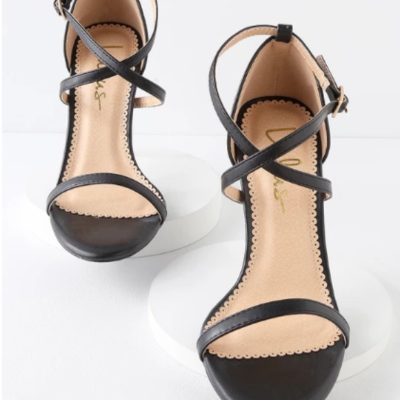 NWT Lulu's Trysten Sexy Black Ankle Strap Heels - Picture 3 of 8